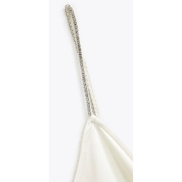 NWT Zara Sparkly Rhinestone Strap Slip Dress M - Picture 7 of 11